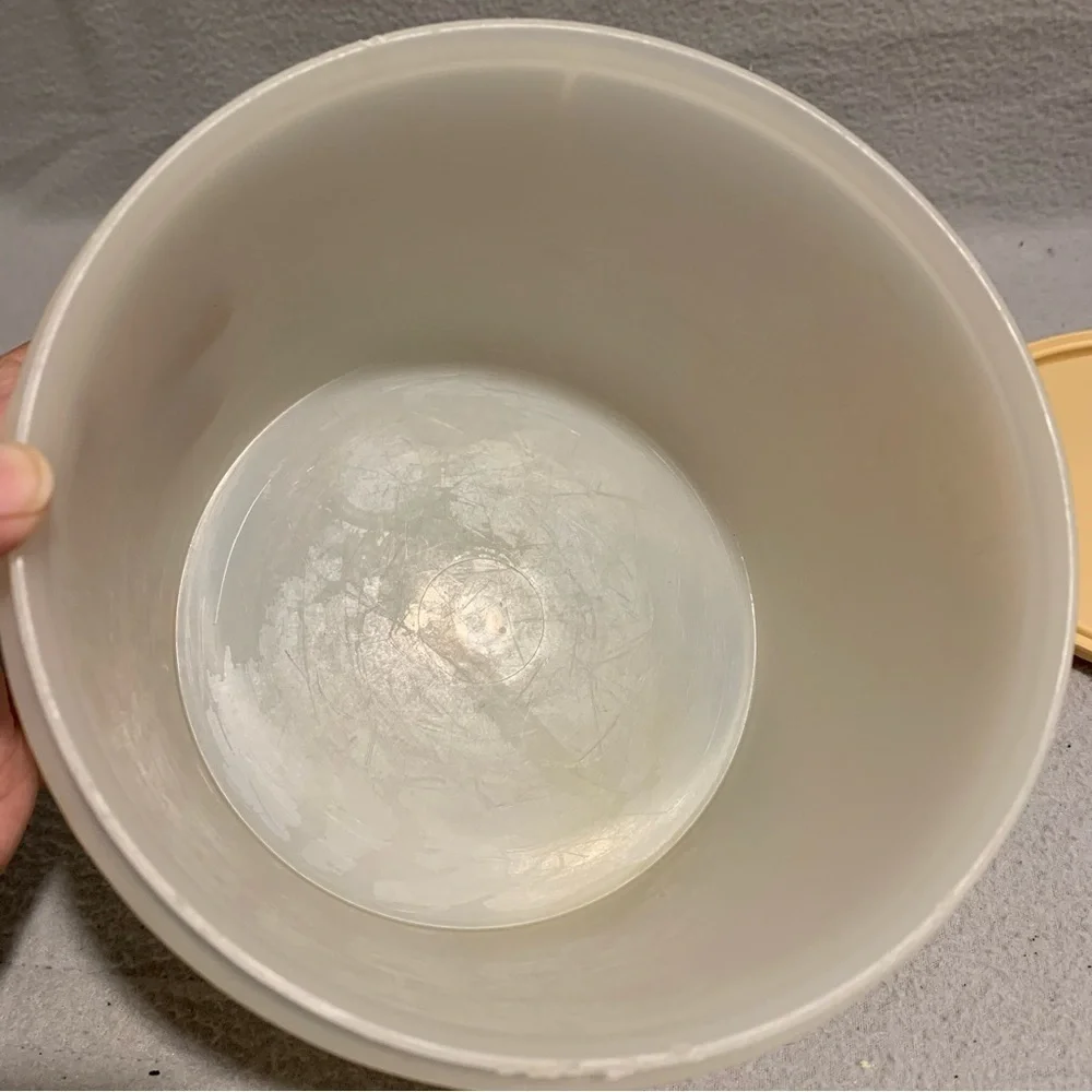 Vintage Beige Tupperware Round Storage Container Canister